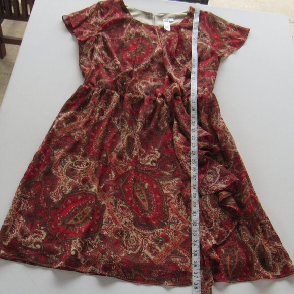 Emma & Michele Flutter Sleeve Ruffle Elastic Waist Paisley Print Dress Size 16 - Picture 6 of 6